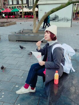 「カットオフ」｜「アイテム（その他アウター）」を使った、kobu☻さん（レディース・169cm）の冬コーディネート