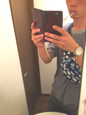 「アイテム（ボディバッグ/ウエストポーチ、ブルー系）」を使った、高山ちゃんさん（メンズ・174cm）の夏コーディネート