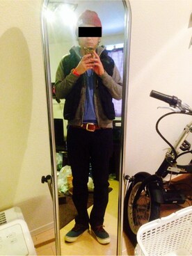 「アイテム（ベスト、ブラック系）」を使った、TAKAさん（メンズ・178cm）の春コーディネート