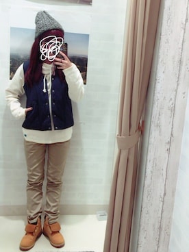 「アイテム（ダウンベスト、その他）」を使った、あ お いさん（レディース・156cm）の秋コーディネート