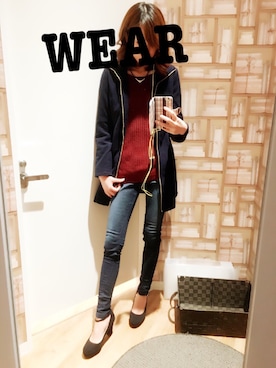 「DURAS（デュラス）のアイテム（その他アウター）」を使った、emiさん（レディース・162cm）の秋コーディネート