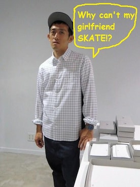 「BLACK&BLUE（ブラックアンドブルー）のアイテム（トップス）」を使った、domowaさん（メンズ・165cm）の夏コーディネート