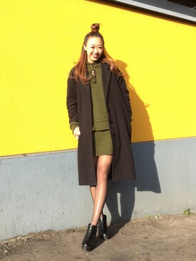 「アイテム（チェスターコート）」を使った、Lumiさん（レディース・165cm・20代）の冬コーディネート