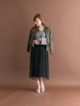 「URBAN RESEARCH ROSSO WOMEN（アーバンリサーチ　ロッソ）のアイテム（MA-1）」を使った、kawanoさん（レディース・164cm）の秋コーディネート
