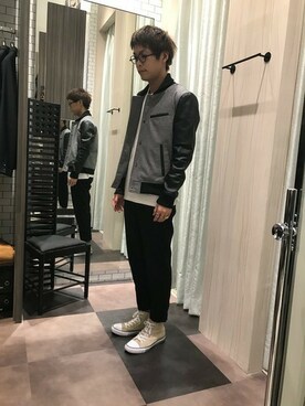 「GGD（ジージーディー）のアイテム（スタジャン）」を使った、GGD edition あべの店さん（メンズ・173cm）の秋コーディネート