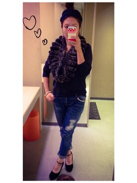 「UNIQLO（ユニクロ）のアイテム（ニット/セーター、グレー系）」を使った、cocotanさん（レディース・159cm）の秋コーディネート