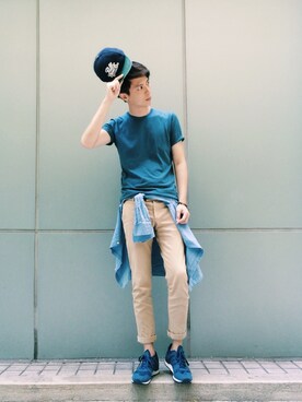 「PULL&BEAR（プルアンドベア）のアイテム（キャップ）」を使った、Brooklyn365さん（メンズ・180cm）の夏コーディネート