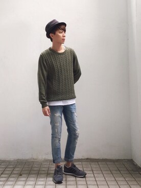「YEVS（イーブス）のアイテム（ニット/セーター）」を使った、Brooklyn365さん（メンズ・180cm）の秋コーディネート