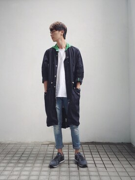 「H&M（エイチ・アンド・エム）のアイテム（モッズコート）」を使った、Brooklyn365さん（メンズ・180cm）の秋コーディネート