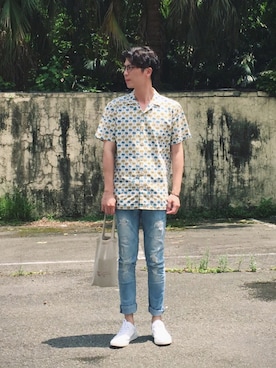 「PULL&BEAR（プルアンドベア）のアイテム（シューズ）」を使った、Brooklyn365さん（メンズ・180cm）の夏コーディネート