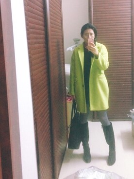 「アイテム（タイツ/ストッキング、ブルー系）」を使った、然，さん（レディース・165cm）の冬コーディネート