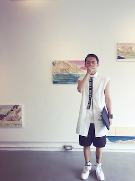 「thisisneverthat（ディスイズネバーザット）のアイテム（ジャージ）」を使った、hsiehpajuさん（メンズ・170cm）の夏コーディネート