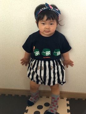 「INHABITANT（インハビタント）のアイテム」を使った、yumugiさん（キッズ・80cm）の夏コーディネート