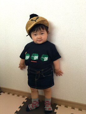 「INHABITANT（インハビタント）のアイテム」を使った、yumugiさん（キッズ・80cm）の夏コーディネート