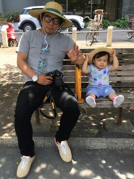 「INHABITANT（インハビタント）のアイテム」を使った、yumugiさん（キッズ・80cm）の夏コーディネート