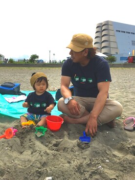 「INHABITANT（インハビタント）のアイテム」を使った、yumugiさん（キッズ・80cm）の夏コーディネート