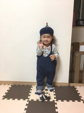 「babygap」｜「アイテム（ハンチング/ベレー帽）」を使った、yumugiさん（キッズ・80cm）の秋コーディネート