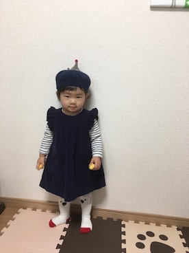 「babygap」｜「アイテム（ハンチング/ベレー帽）」を使った、yumugiさん（キッズ・80cm）の秋コーディネート