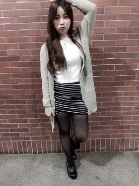 「RAINBOW SHOPのアイテム（スカート）」を使った、Chunchun Hsuさん（レディース・159cm）の秋コーディネート