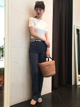 「RINASCIMENTO（リナシメント）のアイテム」を使った、下西美希さん（レディース・165cm）の夏コーディネート