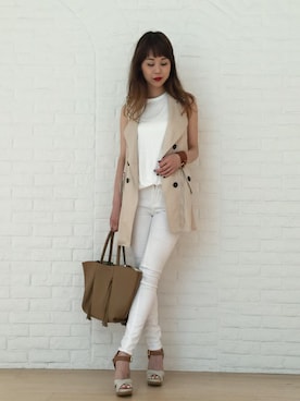 「GIANNI CHIARINI（ジャンニ キアリーニ）のアイテム」を使った、下西美希さん（レディース・165cm）の夏コーディネート