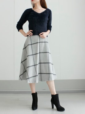 「アンゴラニット」｜下西美希さん（レディース・165cm）の冬コーディネート