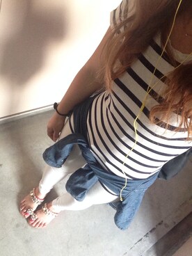 「ZARA（ザラ）のアイテム（Tシャツ/カットソー、ホワイト系）」を使った、MAHOPIさん（レディース・156cm）の夏コーディネート