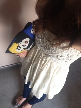 「ROSE BUD（ローズバッド）のアイテム（クラッチバッグ、ブルー系）」を使った、MAHOPIさん（レディース・156cm）の夏コーディネート