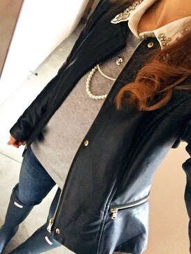 「アイテム（レインシューズ、ブルー系）」を使った、MAHOPIさん（レディース・156cm）の冬コーディネート