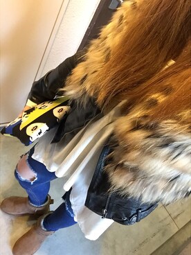 「UGG（アグ）のアイテム（ブーツ、ブラウン系）」を使った、MAHOPIさん（レディース・156cm）の冬コーディネート