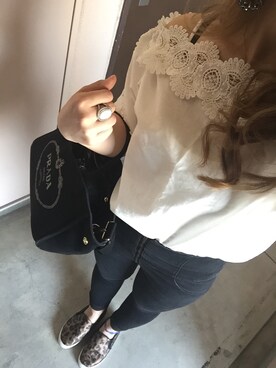 「NET（ネット）のアイテム（シャツ/ブラウス、ホワイト系）」を使った、MAHOPIさん（レディース・156cm）の春コーディネート