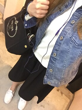 「GU（ジーユー）のアイテム（その他パンツ、ブラック系）」を使った、MAHOPIさん（レディース・156cm）の春コーディネート