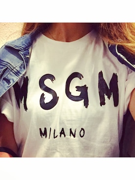 「MSGM（エムエスジーエム）のアイテム（Tシャツ/カットソー、ホワイト系）」を使った、MAHOPIさん（レディース・156cm）の夏コーディネート