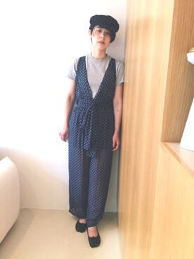 「マリン」｜「アイテム（つなぎ/オールインワン）」を使った、hashiさん（レディース・157cm）の夏コーディネート