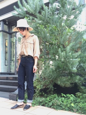 「PINCEAU（パンソー）のアイテム」を使った、hashiさん（レディース・157cm）の夏コーディネート