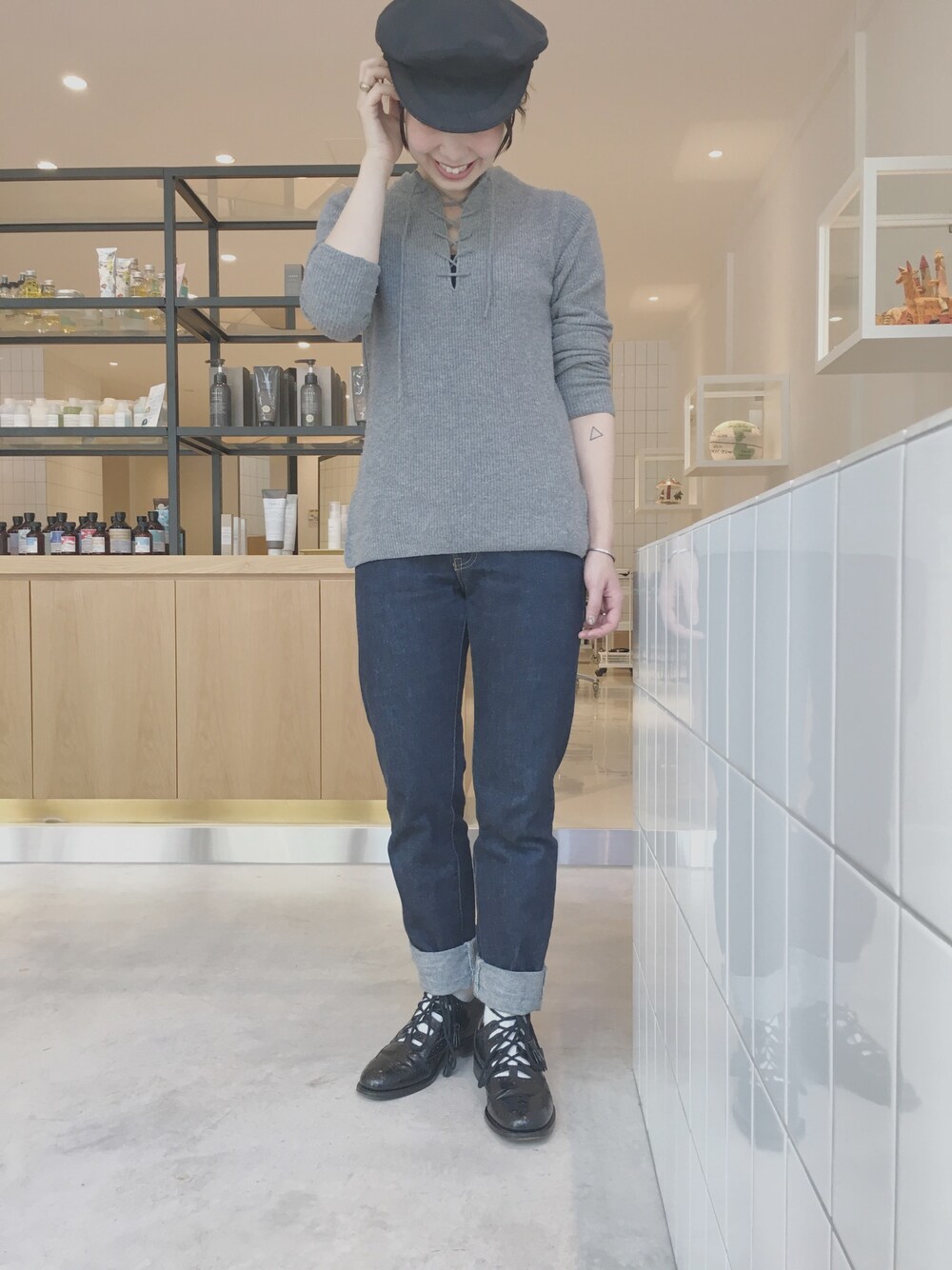 AURALEE❁lace up knit リブ レースアップ ニット AURALEE❁lace up knit リブ レースアップ ニット