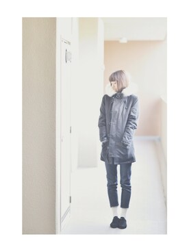 「A.P.C.（アーペーセー）のアイテム（ブルゾン）」を使った、EAKさん（レディース・168cm）の冬コーディネート