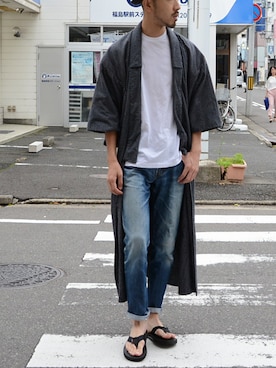 「和服」｜「アイテム（その他アウター）」を使った、FUNS_FUKUSHIMAさん（メンズ・171cm）の秋コーディネート