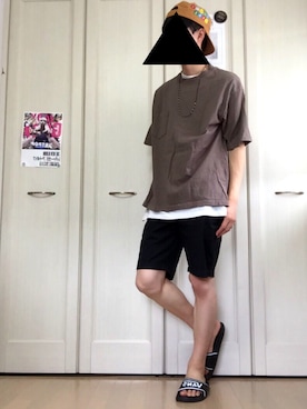 「TOMMY（トミー）のアイテム（帽子）」を使った、ぽよさん（メンズ・172cm）の夏コーディネート