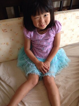 「no brand（ノーブランド）のアイテム（ワンピース、パープル系）」を使った、rintanaochunさん（キッズ・110cm）の秋コーディネート