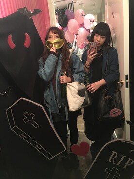 「halloween」｜「アイテム（デニムジャケット）」を使った、ASAI_AMIさん（レディース・158cm）の秋コーディネート