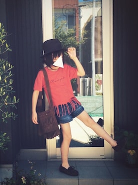 「Minnetonka（ミネトンカ）のアイテム」を使った、EYEさん（キッズ・125cm）の夏コーディネート