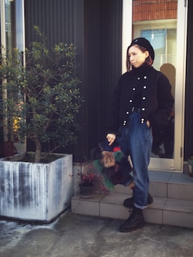 「ハグマグ」｜「アイテム（ハンチング/ベレー帽）」を使った、EYEさん（レディース・160cm）の冬コーディネート