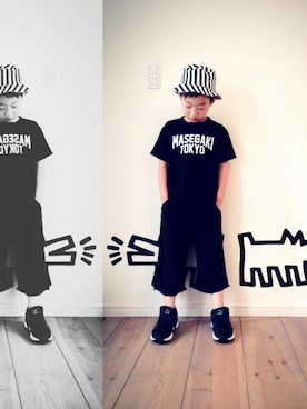 「アイテム（帽子）」を使った、EYEさん（キッズ・120cm）の夏コーディネート