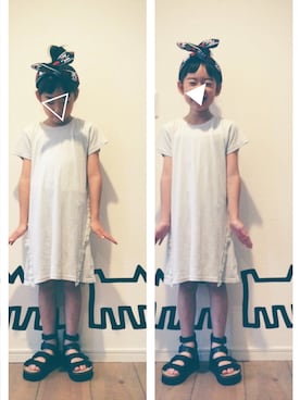 「ハグマグ」｜「アイテム（ワンピース/ドレス）」を使った、EYEさん（キッズ・129cm）の夏コーディネート