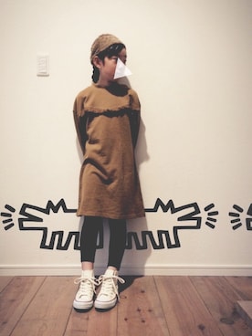 「ハグマグ」｜「アイテム（ワンピース/ドレス）」を使った、EYEさん（キッズ・130cm）の秋コーディネート