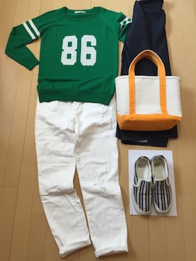 「INTERPLANET（インタープラネット）のアイテム（デニムジャケット）」を使った、りんりんりんさん（レディース・160cm）の春コーディネート