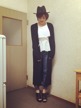 「MERCURYDUO（マーキュリーデュオ）のアイテム（ブーティ）」を使った、菊地亜美さん（レディース・164cm）の夏コーディネート