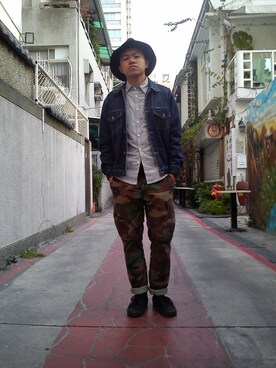 「BLUE WAY（ブルーウェイ）のアイテム（デニムジャケット）」を使った、CHLeeさん（メンズ・165cm）の冬コーディネート