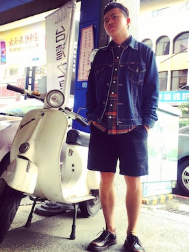 「BLUE WAY（ブルーウェイ）のアイテム（デニムジャケット）」を使った、CHLeeさん（メンズ・165cm）の冬コーディネート